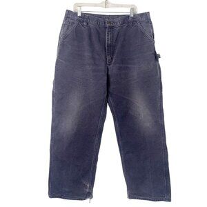 Carhartt Dungaree Fit Carpenter Pants Gray Blue Men's 40 × 32 Work Jeans B11 PTB